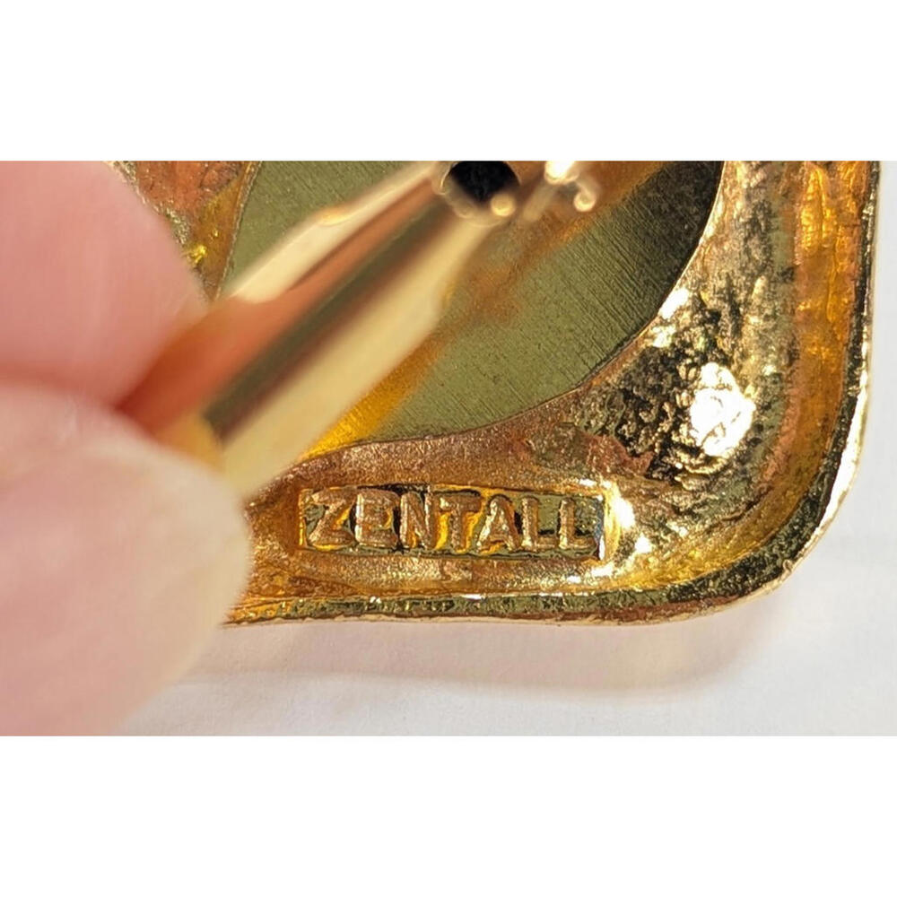 VTG Robert Zentall Tie/Scarf Hinged Clip Faux Pearl Gold Plated Unisex Signed - Picture 4 of 7